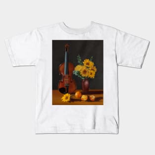 Violin Sunflowers Still Life Kids T-Shirt